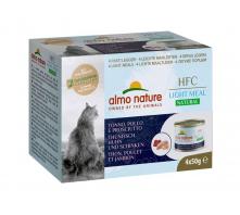 HFC CHAT - LIGHT MEAL THON, POULET ET JAMBON (x 12) Pack 4 X 50 GR HFC CHAT - LIGHT MEAL THON, POULET ET JAMBON (x 12) Pack 4 X 50 GR